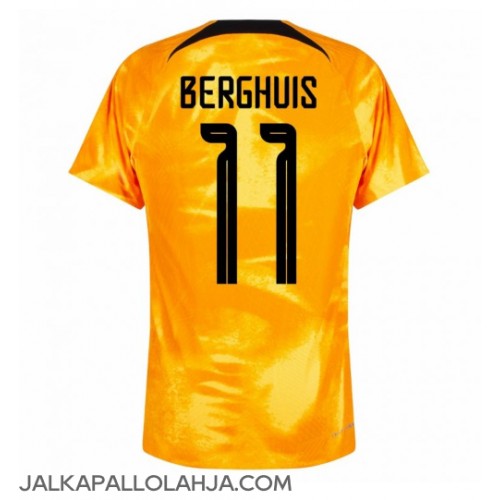 Alankomaat Steven Berghuis #11 Kopio Koti Pelipaita MM-kisat 2022 Lyhyet Hihat